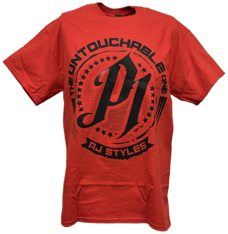 Load image into Gallery viewer, AJ Styles Untouchable Mens Red T-shirt by EWS | Extreme Wrestling Shirts
