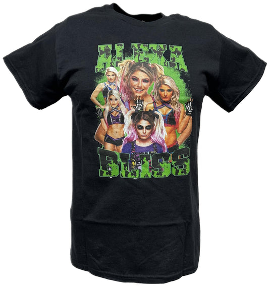 Alexa Bliss WWE 5 Faces Green Womens Superstar Black T-shirt by WWE | Extreme Wrestling Shirts