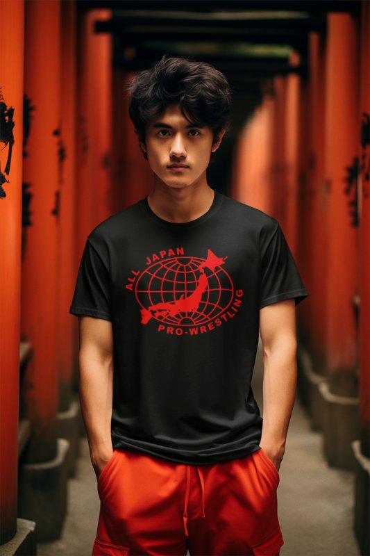 Load image into Gallery viewer, All Japan Pro Wrestling Red Logo T-shirt by EWS | Extreme Wrestling Shirts
