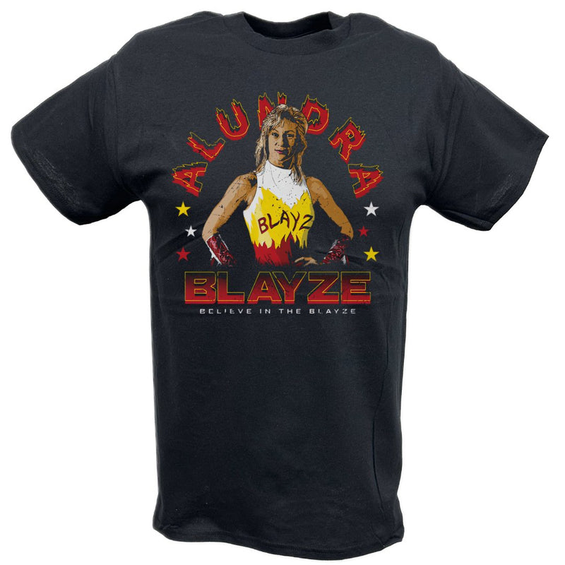 Load image into Gallery viewer, Alundra Blayze Believe Pose Black T-shirt by EWS | Extreme Wrestling Shirts
