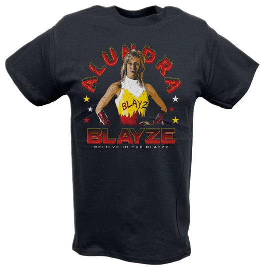 Alundra Blayze Believe Pose Black T-shirt by EWS | Extreme Wrestling Shirts