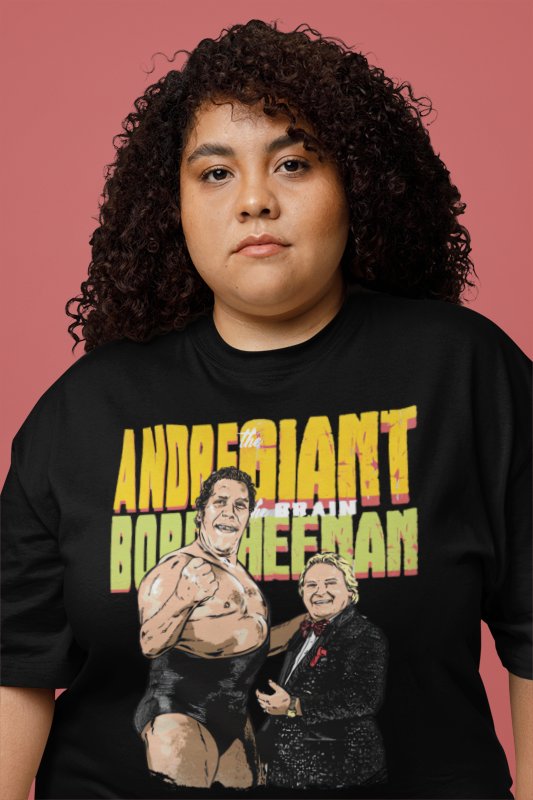 Load image into Gallery viewer, Andre The Giant Bobby The Brain Heenan Legends Black T-shirt by EWS | Extreme Wrestling Shirts
