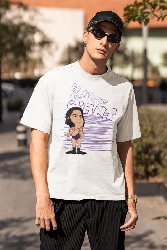Andre the Giant Purple Pose Mens White T-shirt Sports Mem, Cards & Fan Shop > Fan Apparel & Souvenirs > Wrestling by EWS | Extreme Wrestling Shirts