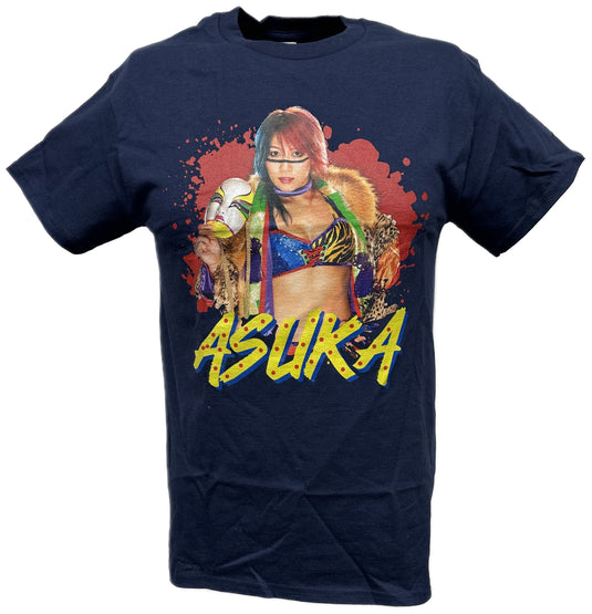 Asuka Colorful Pose Royal Blue T-shirt by WWE | Extreme Wrestling Shirts