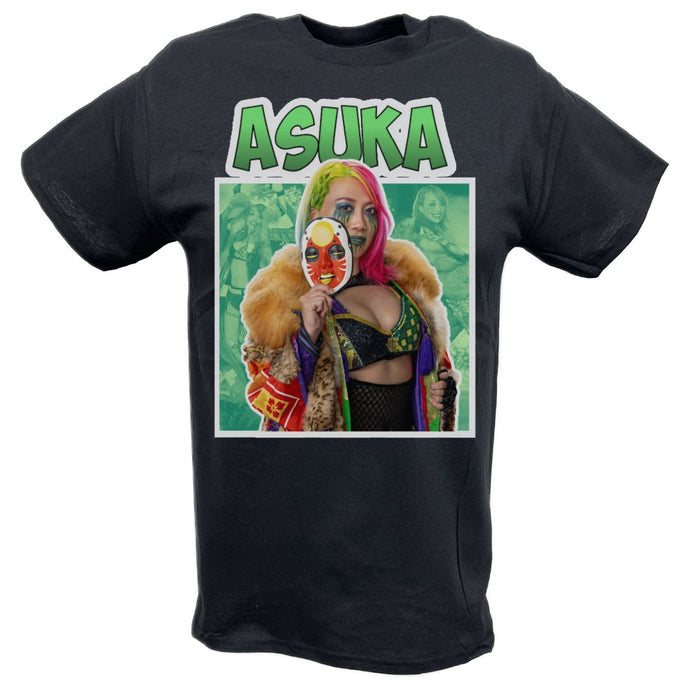 Asuka Green Logo Mask T-shirt by EWS | Extreme Wrestling Shirts