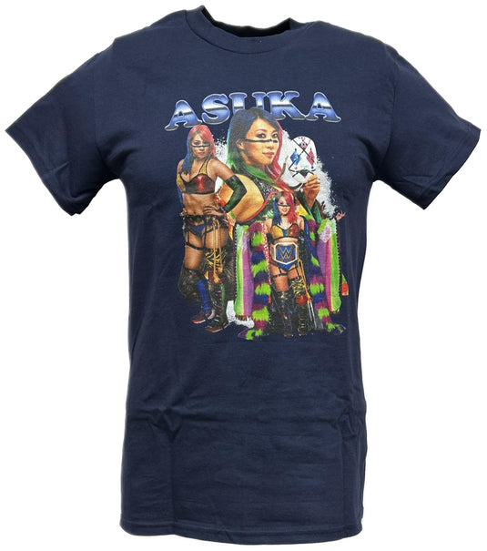 Asuka Three Pose Navy Blue T-shirt WWE by WWE | Extreme Wrestling Shirts