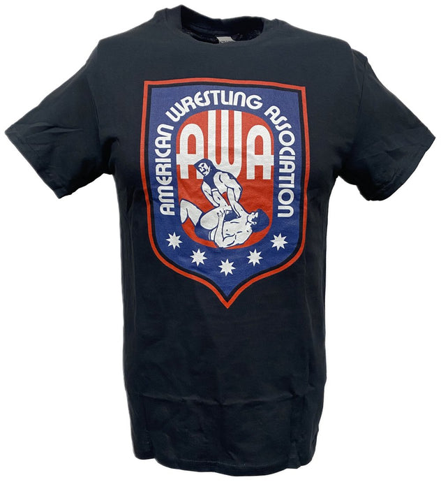 AWA Logo American Wrestling Alliance Black T-shirt by WWE | Extreme Wrestling Shirts