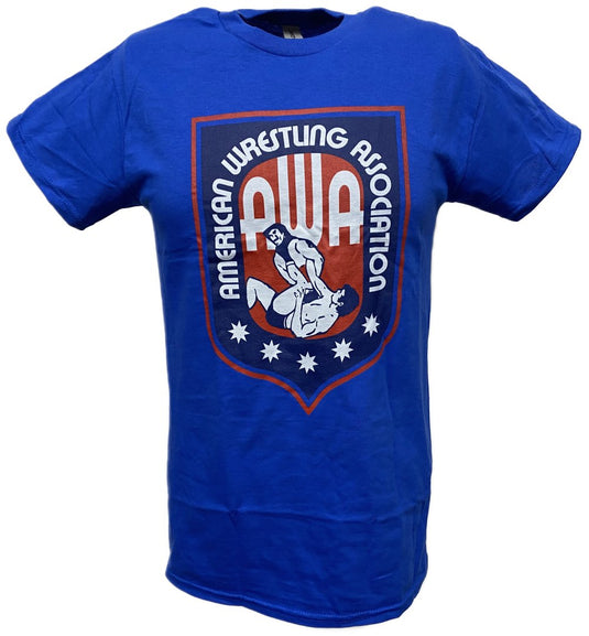 AWA Logo American Wrestling Alliance Blue T-shirt by WWE | Extreme Wrestling Shirts