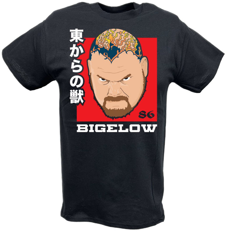 Load image into Gallery viewer, Bam Bam Bigelow Japan Face Black T-shirt by EWS | Extreme Wrestling Shirts
