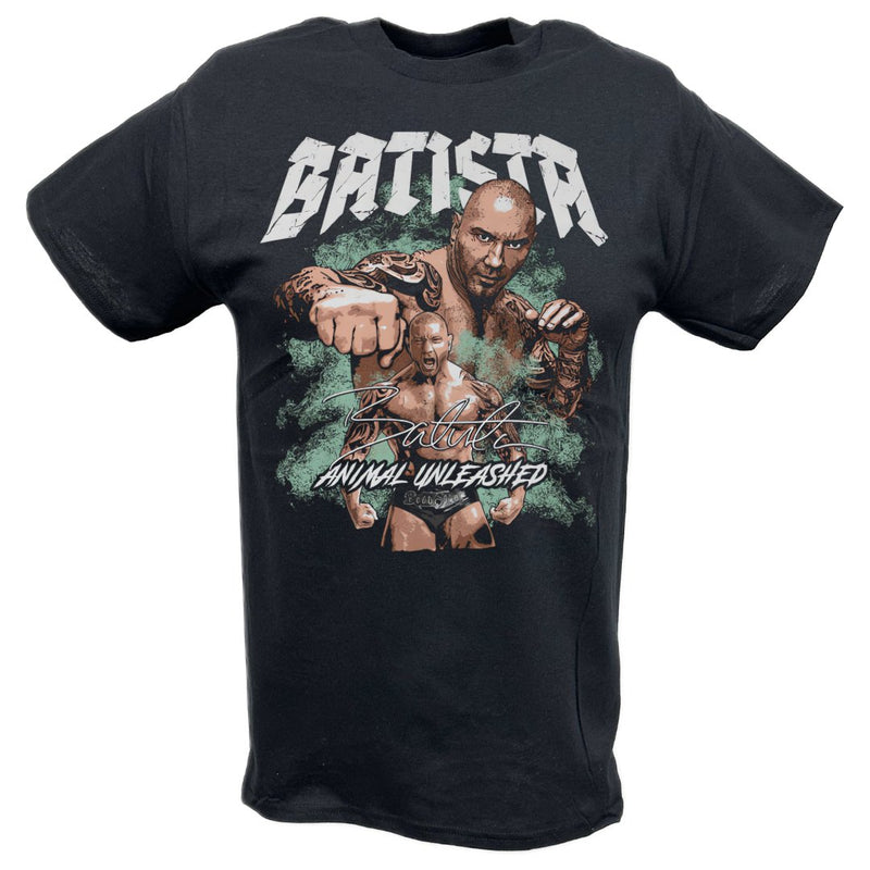 Load image into Gallery viewer, Batista Animal Unleashed Dual Black T-shirt by EWS | Extreme Wrestling Shirts
