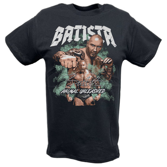 Batista Animal Unleashed Dual Black T-shirt by EWS | Extreme Wrestling Shirts