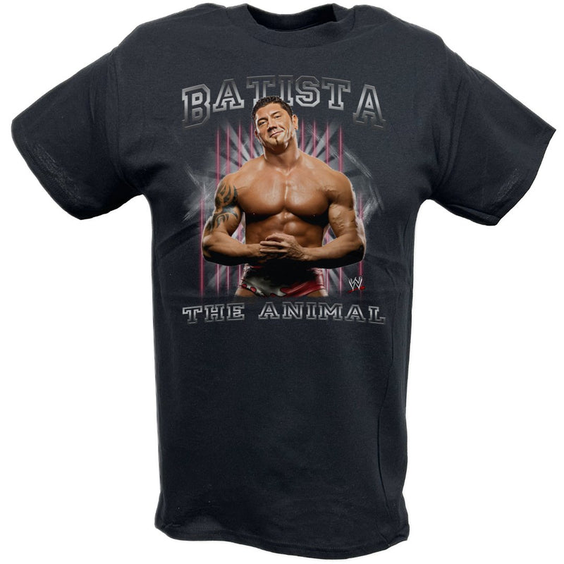 Load image into Gallery viewer, Batista The Animal Flex Pose Black T-shirt by EWS | Extreme Wrestling Shirts
