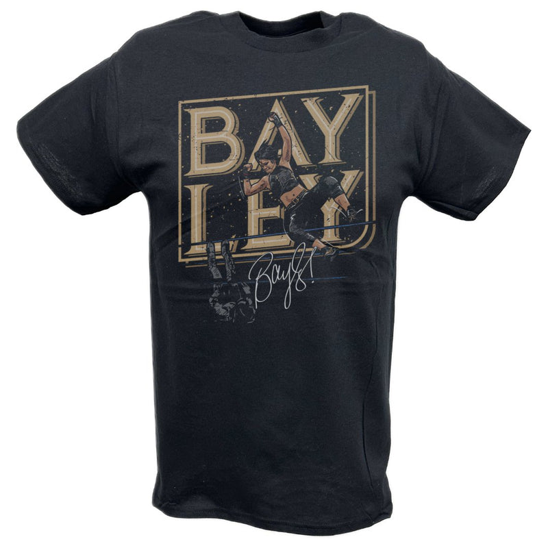 Load image into Gallery viewer, Bayley Flying Elbow Drop Black T-shirt by EWS | Extreme Wrestling Shirts
