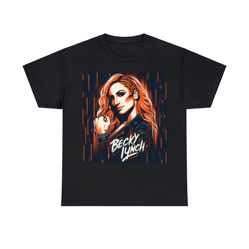 Load image into Gallery viewer, Becky Lynch Cartoon Portrait Black T-shirt by EWS | Extreme Wrestling Shirts
