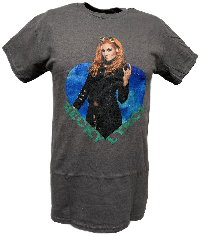 Load image into Gallery viewer, Becky Lynch Rock On Heart Gray T-shirt by WWE | Extreme Wrestling Shirts
