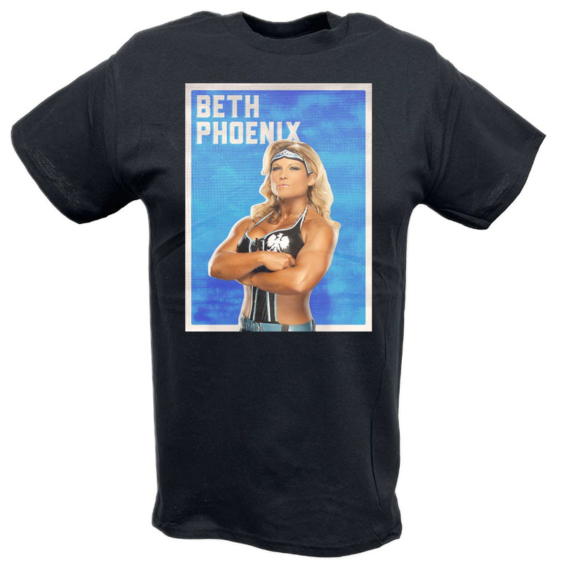 Load image into Gallery viewer, Beth Phoenix Profile Pose Black T-shirt by EWS | Extreme Wrestling Shirts
