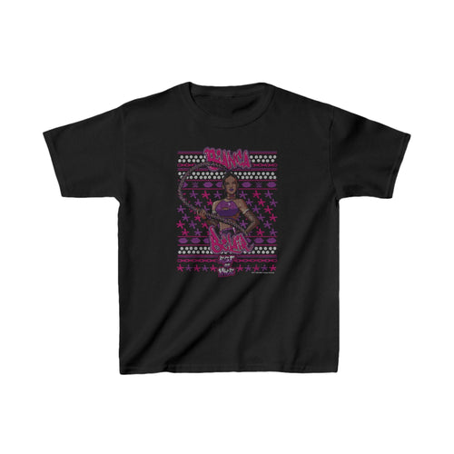 Bianca Belair Christmas Kids Youth Black T-shirt by EWS | Extreme Wrestling Shirts