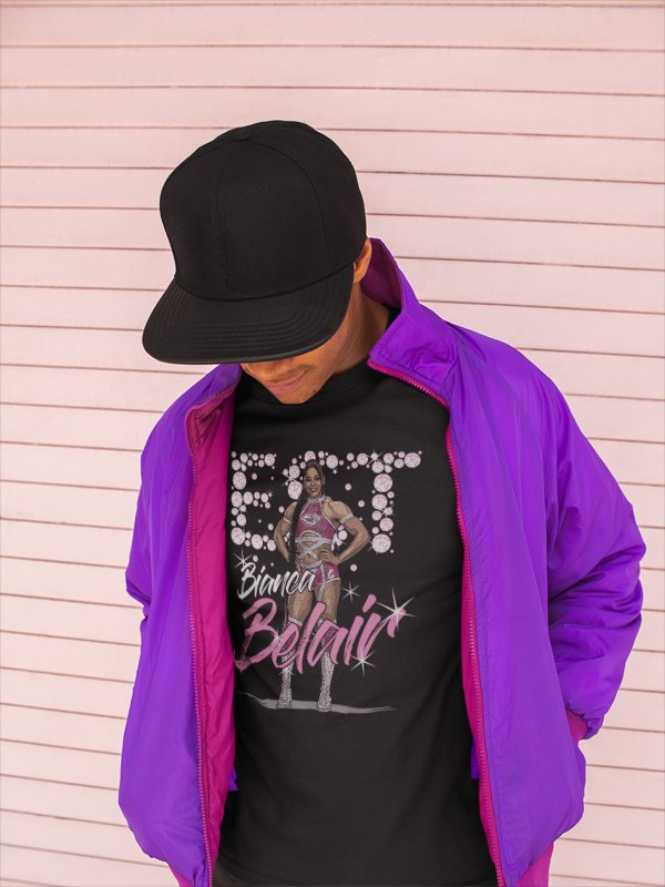 Load image into Gallery viewer, Bianca Belair EST Bling Black T-shirt by EWS | Extreme Wrestling Shirts
