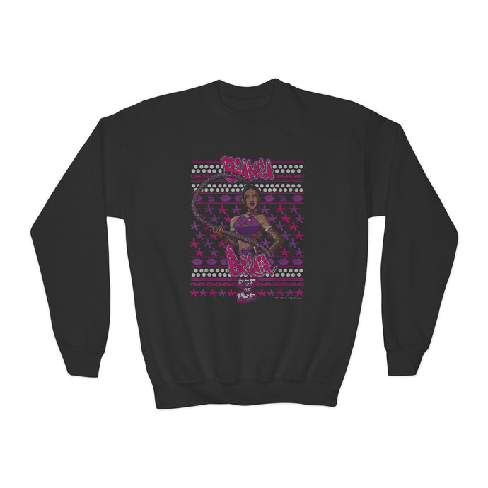 Bianca Belair Kids Youth Ugly Christmas Sweater Sweatshirt by EWS | Extreme Wrestling Shirts