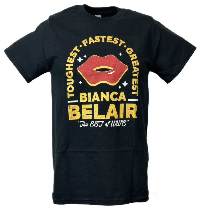 Bianca Belair Red Lips EST Black T-shirt by EWS | Extreme Wrestling Shirts