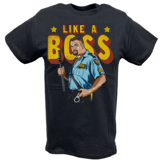 Big Boss Man Like A Boss Animated Black T-shirt by EWS | Extreme Wrestling Shirts