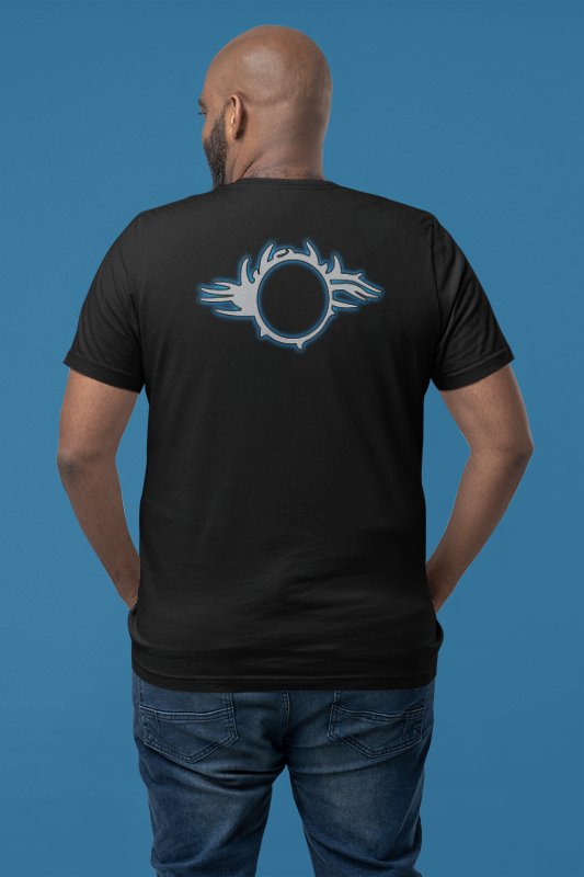 Load image into Gallery viewer, Bill Goldberg Blue Next Logo Black T-shirt by EWS | Extreme Wrestling Shirts
