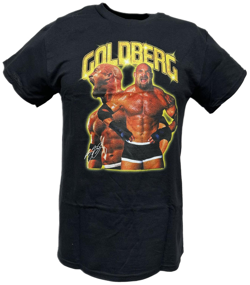 Load image into Gallery viewer, Bill Goldberg Double Pose Signature Mens Black T-shirt by WWE | Extreme Wrestling Shirts
