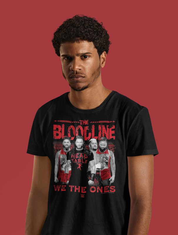 Load image into Gallery viewer, Bloodline We The Ones Poster Print Black T-shirt by WWE | Extreme Wrestling Shirts
