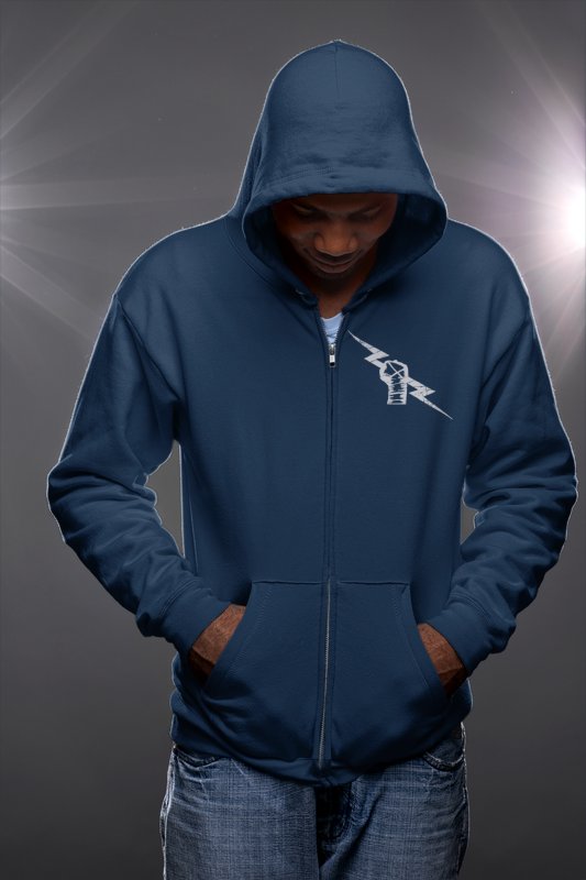 Load image into Gallery viewer, Blue CM Punk Uprising Lightning Bolt Zipper Hoody by EWS | Extreme Wrestling Shirts
