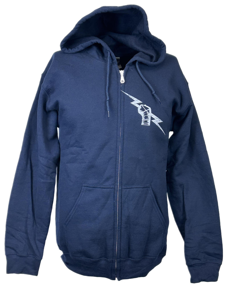 Load image into Gallery viewer, Blue CM Punk Uprising Lightning Bolt Zipper Hoody by EWS | Extreme Wrestling Shirts
