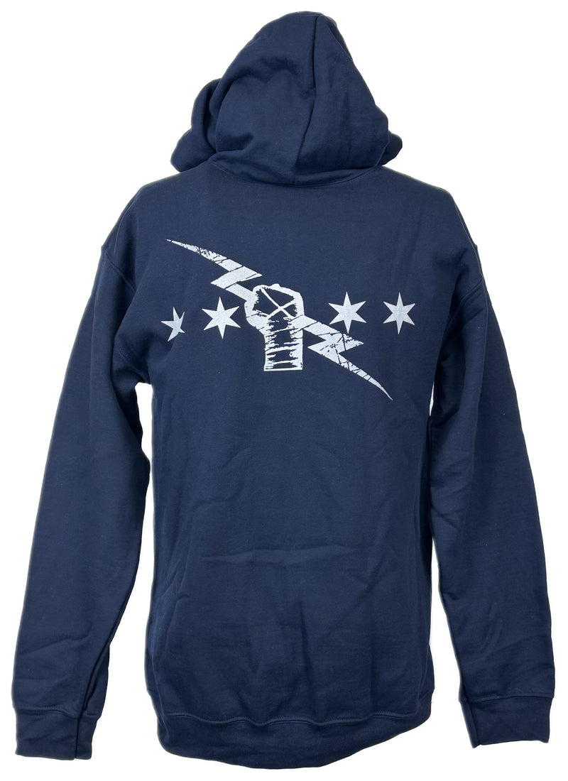 Load image into Gallery viewer, Blue CM Punk Uprising Lightning Bolt Zipper Hoody by EWS | Extreme Wrestling Shirts
