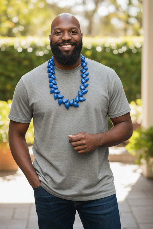 Blue Tribal Chief Ula Fala Resin Plastic Necklace for Main Event Jey Uso Costume by EWS | Extreme Wrestling Shirts