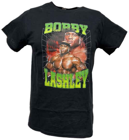 Bobby Lashley Green Double Pose Mens Black T-shirt by WWE | Extreme Wrestling Shirts