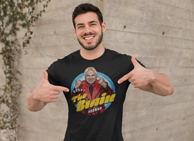 Load image into Gallery viewer, Bobby The Brain Heenan Pose Black T-shirt by EWS | Extreme Wrestling Shirts
