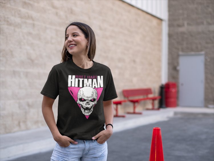 Load image into Gallery viewer, Bret Hart Hitman Skull Logo T-shirt by EWS | Extreme Wrestling Shirts
