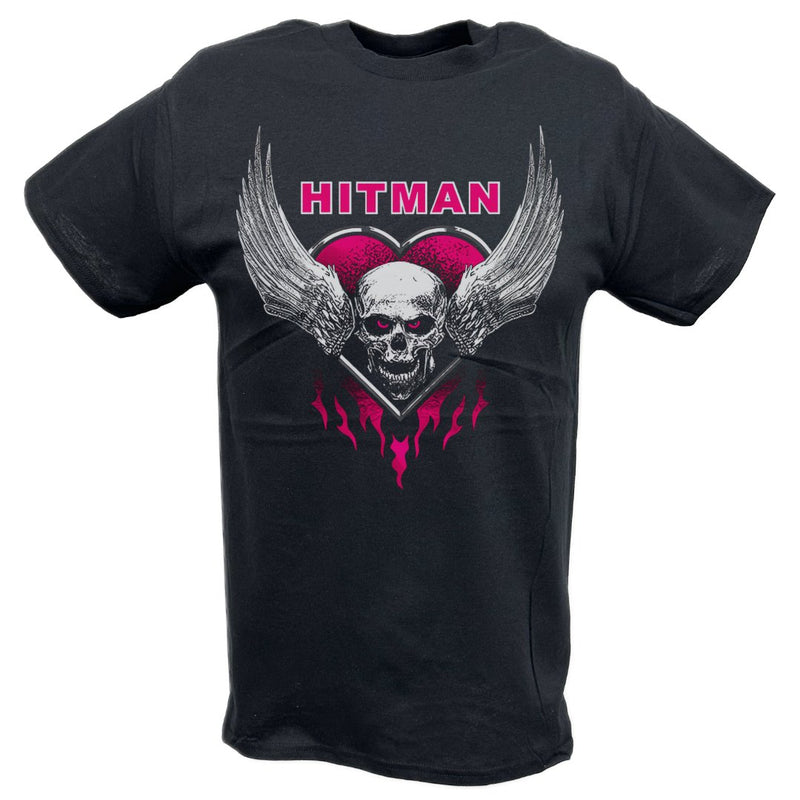 Load image into Gallery viewer, Bret Hart Hitman Winged Skulls Pink Eyes T-shirt by EWS | Extreme Wrestling Shirts
