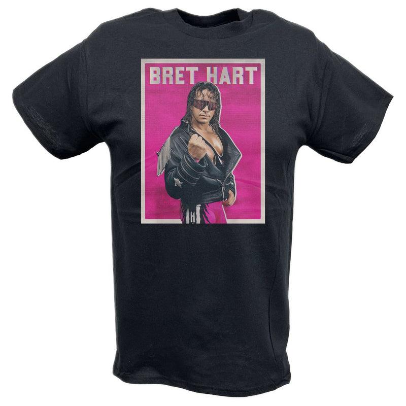 Load image into Gallery viewer, Bret Hart Pink Pose Black T-shirt by EWS | Extreme Wrestling Shirts
