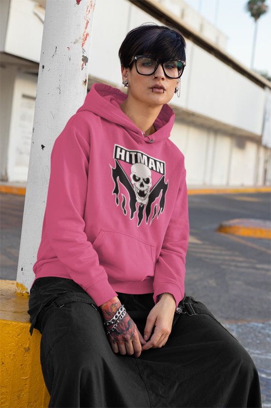 Load image into Gallery viewer, Bret Hitman Hart Pink Pullover Hoody Sweatshirt by WWE | Extreme Wrestling Shirts
