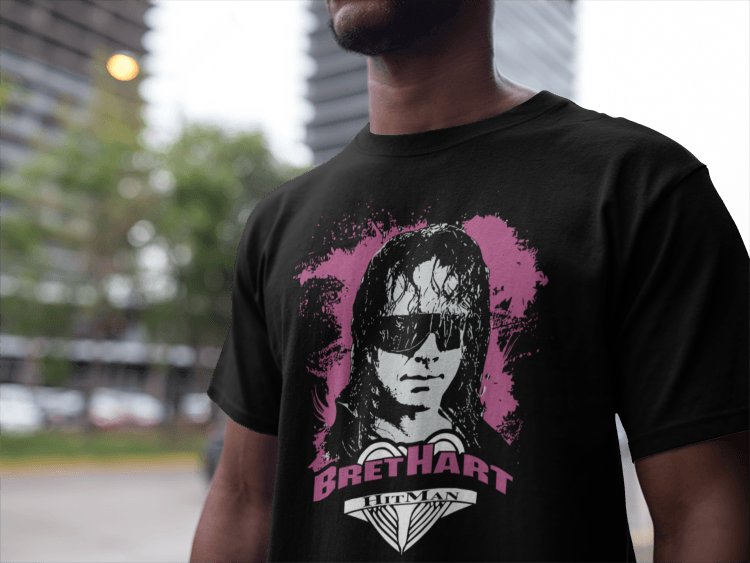 Load image into Gallery viewer, Bret Hitman Hart Profile WWE Mens Black T-shirt Sports Mem, Cards &amp; Fan Shop &gt; Fan Apparel &amp; Souvenirs &gt; Wrestling by Freeze | Extreme Wrestling Shirts
