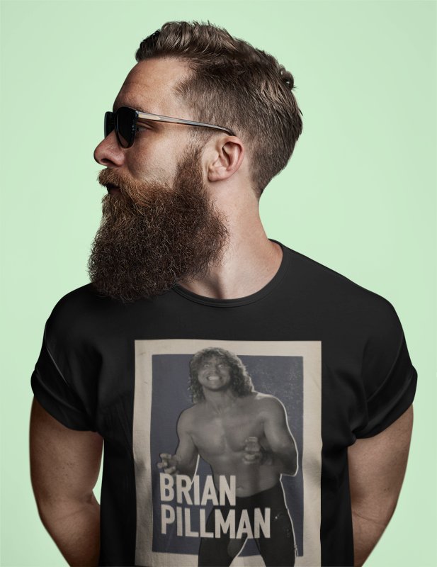 Load image into Gallery viewer, Brian Pillman Poster Print Black T-shirt by EWS | Extreme Wrestling Shirts
