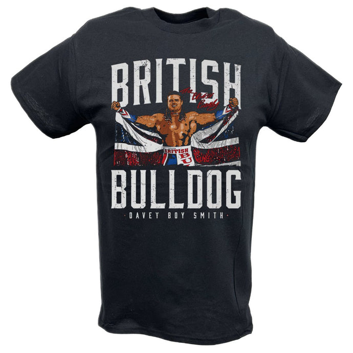 British Bulldog Flag Black T-shirt by EWS | Extreme Wrestling Shirts