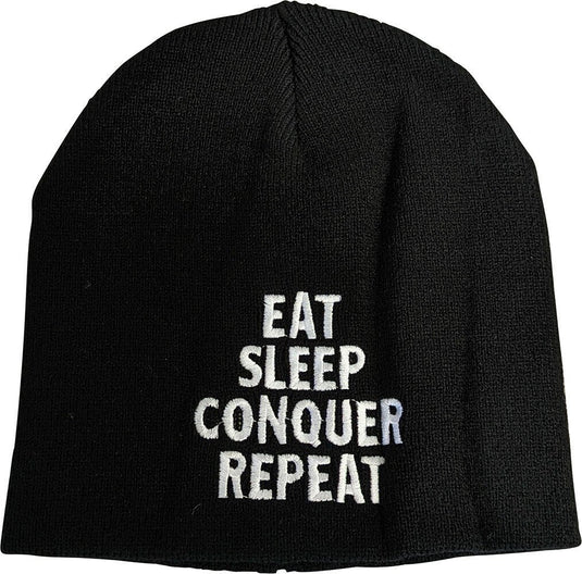 Brock Lesnar Eat Sleep Conquer Repeat Embroidered Beanie Cap Hat by EWS | Extreme Wrestling Shirts