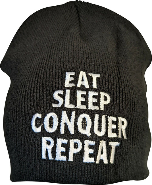 Brock Lesnar Eat Sleep Conquer Repeat Embroidered Beanie Cap Hat by EWS | Extreme Wrestling Shirts