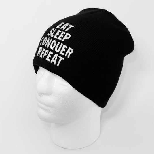 Brock Lesnar Eat Sleep Conquer Repeat Embroidered Beanie Cap Hat by EWS | Extreme Wrestling Shirts