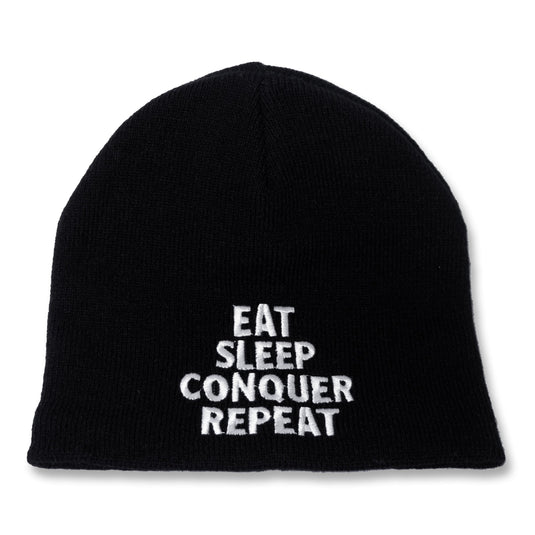 Brock Lesnar Eat Sleep Conquer Repeat Embroidered Beanie Cap Hat by EWS | Extreme Wrestling Shirts