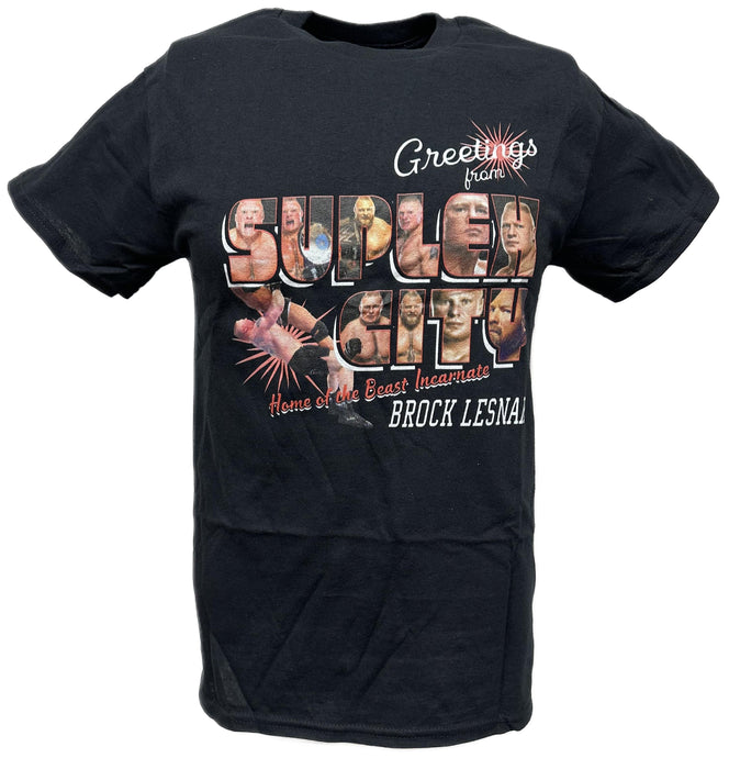 Brock Lesnar Greetings from Suplex City WWE Mens T-shirt Sports Mem, Cards & Fan Shop > Fan Apparel & Souvenirs > Wrestling by WWE | Extreme Wrestling Shirts