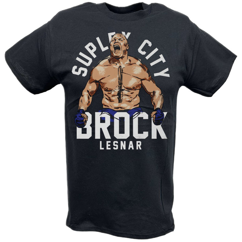 Load image into Gallery viewer, Brock Lesnar Suplex City Scream Logo Black T-shirt by EWS | Extreme Wrestling Shirts
