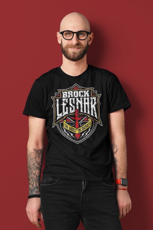 Load image into Gallery viewer, Brock Lesnar The Beast Incarnate Shield Logo T-shirt by EWS | Extreme Wrestling Shirts
