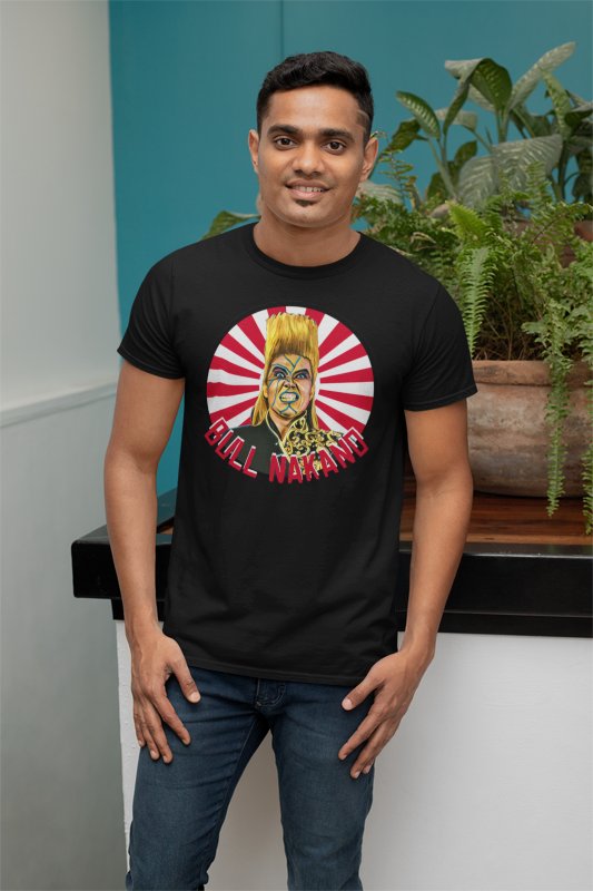 Load image into Gallery viewer, Bull Nakano Red White Stripes Black T-shirt by EWS | Extreme Wrestling Shirts
