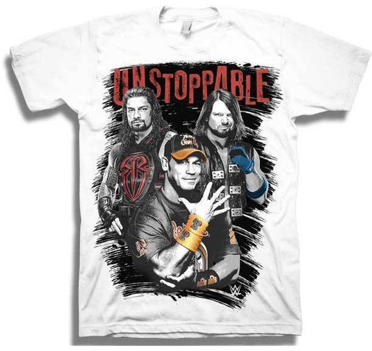 Cena Reigns Styles Unstoppable WWE Mens White T-shirt Sports Mem, Cards & Fan Shop > Fan Apparel & Souvenirs > Wrestling by Freeze | Extreme Wrestling Shirts